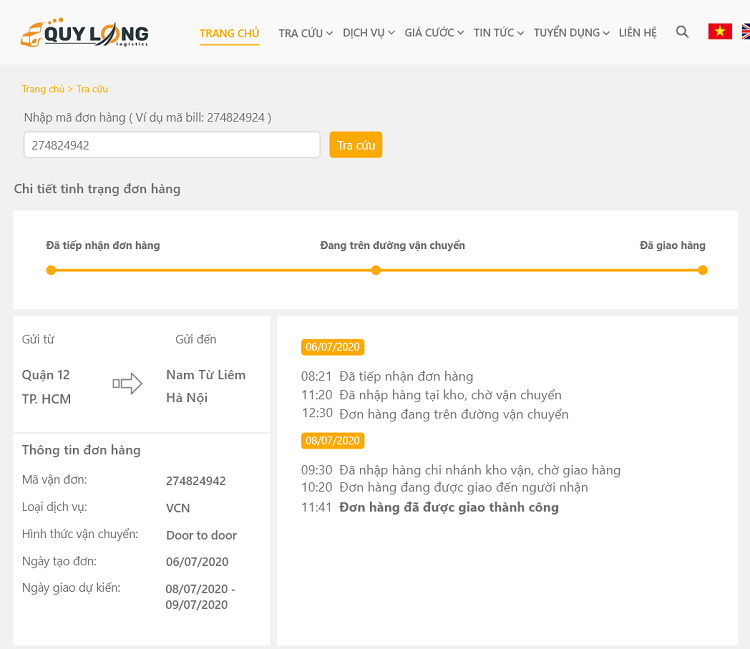 tracking chanh xe sai gon nghe an